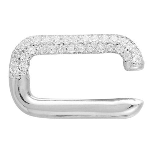 SLJELY Fashion Real 925 Sterling Silver White Mono Rectangle Sliding Ear Bone Cuff Multicolor Zircon Clip Earring 1pc for Women