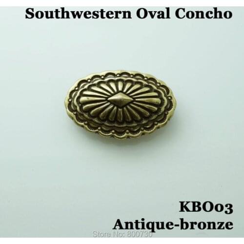 KBO03) 10pc Southwestern Oval Concho Size: 1-3/4" X 1-1/8" Antique-bronze