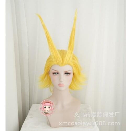 2020 Anime New Boku no Academia All Might Golden Cosplay Wig Halloween Role Play My Hero Academia Costume Hair+ Wig Cap