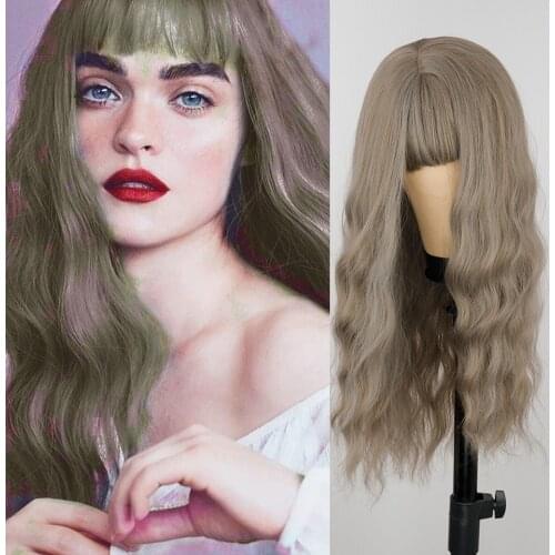 Beautiful Long Wavy Gray Wig Synthetic Wig Color Wig Cosplay Wig Natural Gray Wig Female