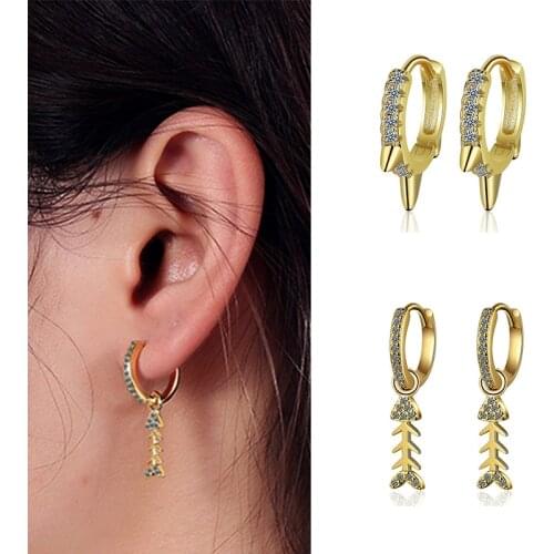 Small Triangle Huggie Hoops Earring Crystal Classic Minimal Charming Simple Earrings Stud Thin Ear Jewelry For Women