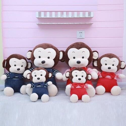 Cute Bow Monkey Sling Monkey Plush Toy Crystal Super Soft Animal Crystal Super Soft Monkey Child Pillow Girl Birthday Gift