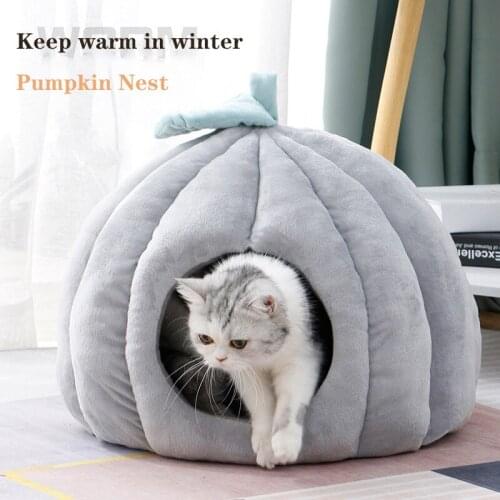 Soft Plush Pet Bed Furry Warm Kennels Kitten Sofa Cat Cushion Bag Houses Mat Nesk Basket Cage Crate Puppy Dog Cave Supplies