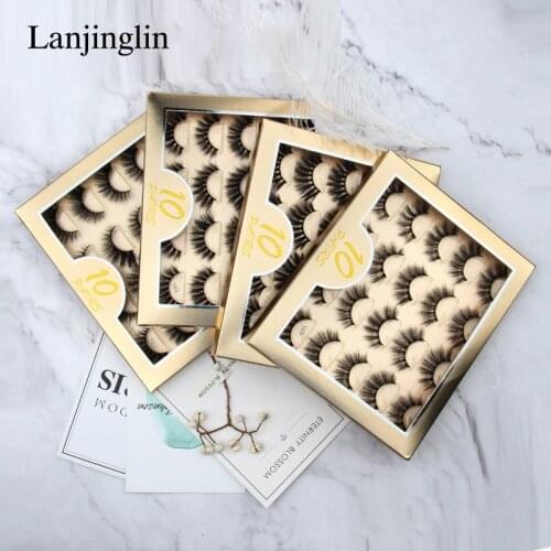 LANJINGLIN 5/10 Pairs Natural 3D False Eyelashes Set Fake Lashes Makeup Kit Mink Lashes Extension Mink Eyelashes Wholesale