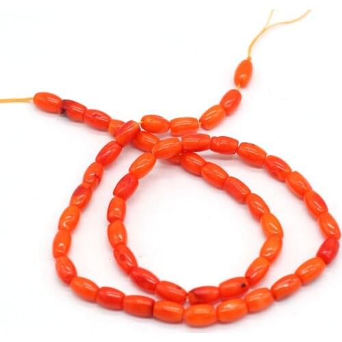 Natural Coral Beads Cylinder Shape Coral Loose Beads Necklace Accessories Charms for Jewelry Making Bracelet Earrings DIY Gift