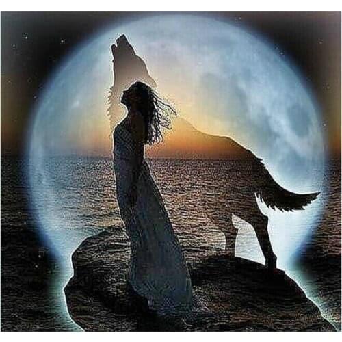 New Diamond mosaic diamond embroidery beads Celestial Wolf Moon Woman Dream diamonds cross stitch oil painting Inlay handwork
