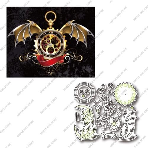 Punk Time Gear Wing Metal Cutting Die Scrapbook Cut Dead Layered Template Embossed DIY New Punch Craft Blade 2021