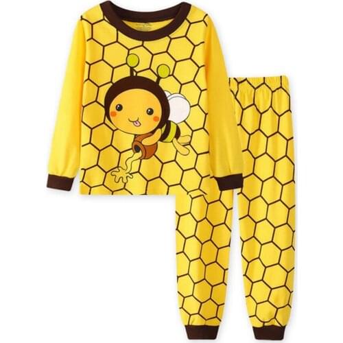 New Children Pajamas Baby Clothing Set Kids bee Cartoon Sleepwear Autumn Cotton Nightwear Boys Girls Animal Pyjamas Pijamas Set