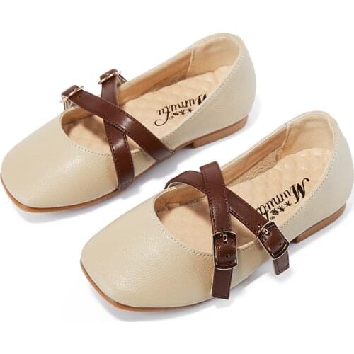 Girls dress scandals anti-wear leather classical belt Flats Spring Autumn shoes multiple colors to choose on sale