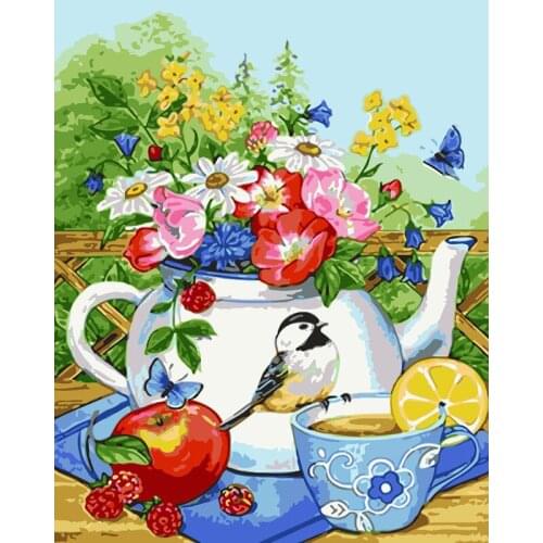 ROYALDREAM Flowers And Birds Diy Dgital Painting By Digital Modern Wall Art Pictures For The Home Wall Art Works