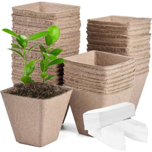 Garden Flower Pots Biodegradable Plant Pot Seeds Starter Cups Nursery Peat Pots Seedling Tray Planting Tools With Plant Labels