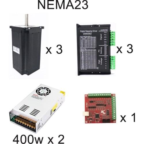 Nema23 Stepper Motor 2.0N.m/2.5N.m +DM556D Stepper Motor Driver+36V/11A1.2kg Power Supply for 3 Aixs 4 Axis CNC