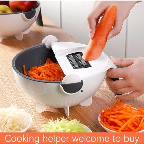 Magic Multifunctional Rotate Vegetable Cutter With Drain Basket Kitchen Veggie Fruit Shredder Grater Slicer Drop Shipping