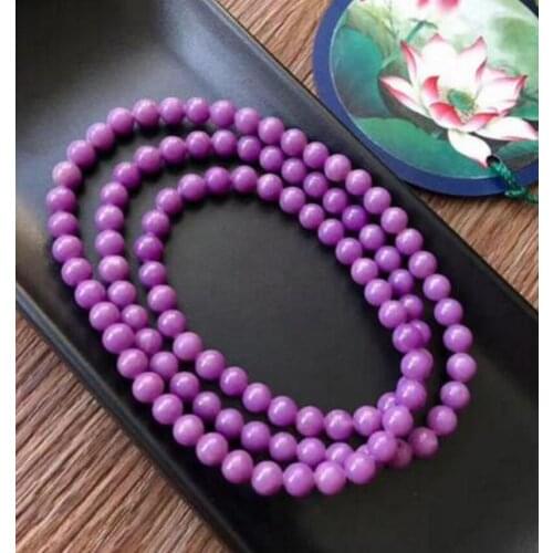 Jewelry Free Shipping Natural Phosphosiderite Purple Gemstone 108 Prayer Round Beads Bracelet AAAA 7MM