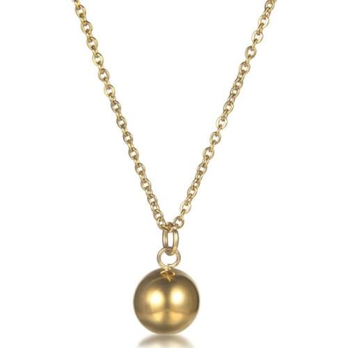 2021 Fashion New Gold Color Round Pendant Necklace Femal Trendy Simple Titanium Steel Chain Women Jewelry Gift