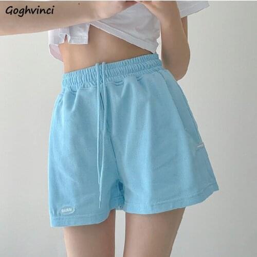 Women Shorts Solid Fashion Loose Leisure High Elastic Waist Cotton Soft Breathable Running Sexy Ulzzang Elegant All-match Teens