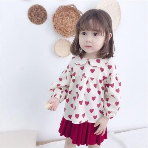 2 3 4 5 6 Years Toddler Girls Shirts Fashion Korean Love Print Long Sleeve Tops For Girl Kids Clothing 2020 Spring Autumn Shirt