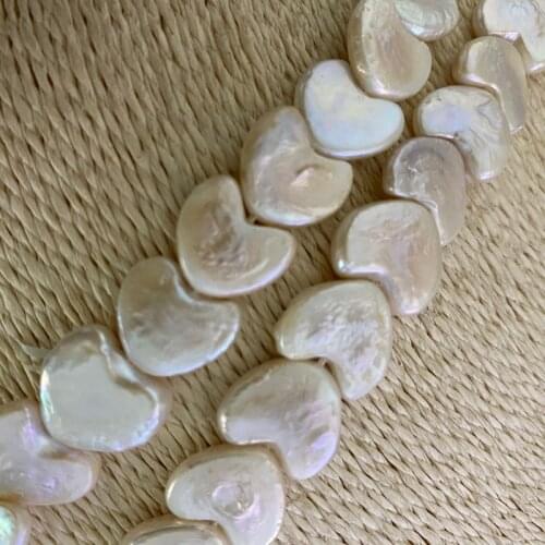 Promotion 14MM 10Pcs Flat Heart Baroque 100% AA Natural Freshwater Pearl Strand Bead Earring Charms Jewelry Loose Beads