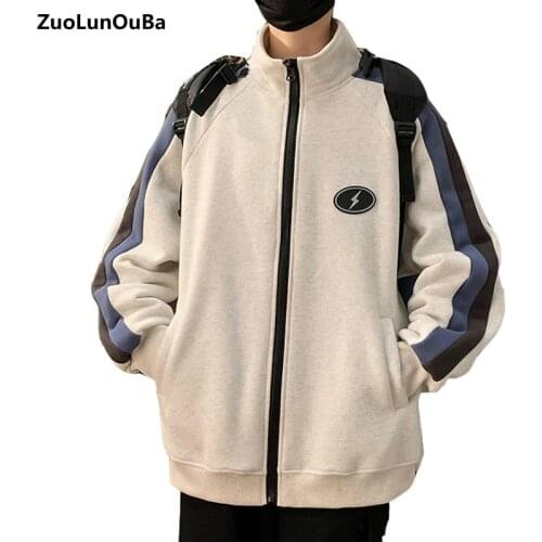 2020 Autumn And Winter Fashion Casual Plus Velvet Man Sweatshirt Loose And Versatilecomfortable Warm Zipper Harajuku Boys Coat