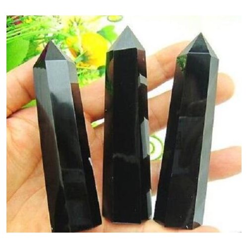 3pcs 50-70MM Natural obsidian Quartz Crystal single Terminated Wand Healing
