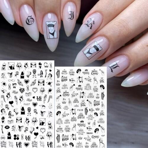 1pcs Sexy Girl 3D Gel Polish Nail Sticker Women Face Sketch Abstract Flower Nail Art Decoration Accessories DIY Manicure Tattoos
