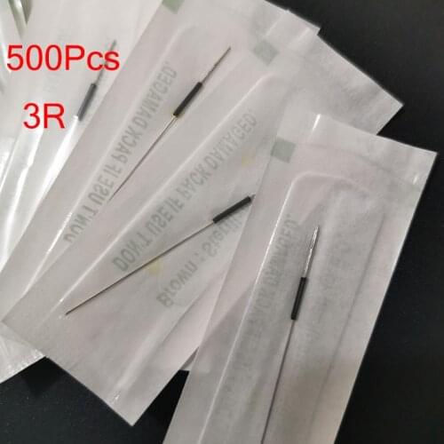 500Pcs Disposable Sterilized Professional Tattoo Needles 3RL For Tattoo Eyebrow Pen Machine Permanent Makeup Kit PMU needles 3R