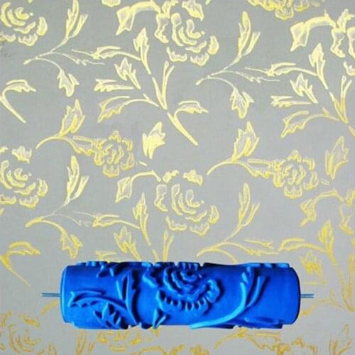 7 Inch 3D Rubber Wall Decorative Painting Roller, Patterned Roller Wall Decoration Tools Without Handle Grip, Rose Roller,110C