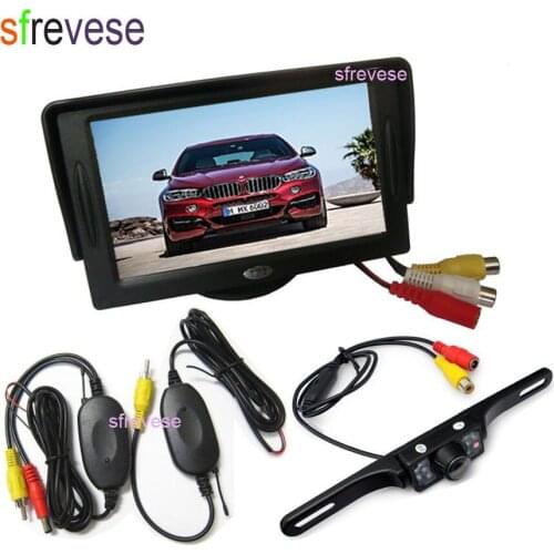 4.3" Vehicle Car LCD Monitor + Wireless 7 LED IR Parking Backup Reversing Car Rearview Camera kit Waterproof