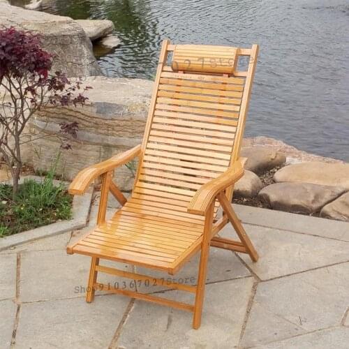 Bamboo Recliner Folding Lunch Break Summer Cool Portable Backrest Rocking Chair Adult Recliner Home Leisure Balcony Nap Chair