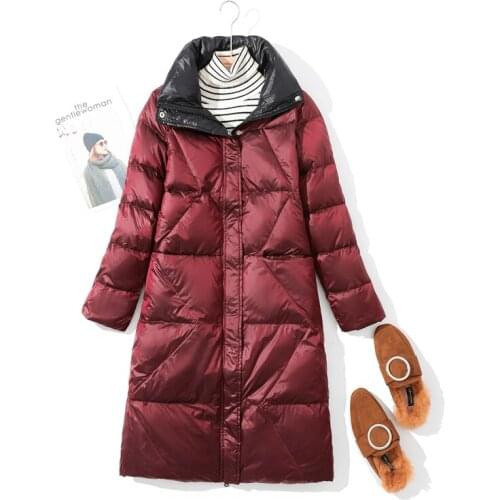Double Side Womens Winter Down Jacket Fashion Long Double-Breasted Down Coat Female Warm White Duck Down Parka