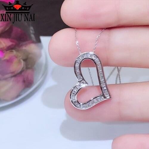 Innovation light luxury delicate womens prom feast super sparkling heart necklace diamond pendant white and gold party goods