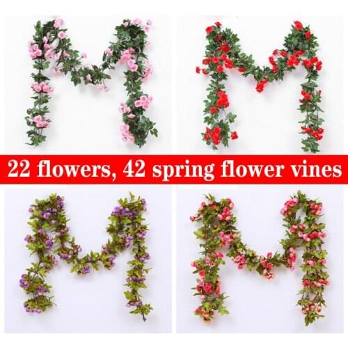 2.2M22 head/42 head flower artificial rose flower vine wreath wedding arch decoration fake plant leaf vine tail artificial flowe