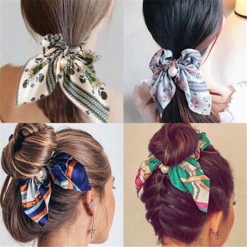 20Pcs/lot Fashion Chiffon Bow Hair Cord Elastic Hair Bands Women Girls Elegant Scrunchie Ponytail Rubber Bands Hair Accessories