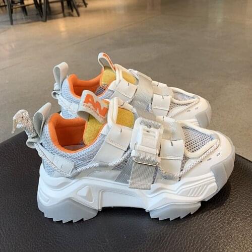 Outdoor Breathable Comfort Trainers Female Flat Platform Sneaker casual Genuine Leather Patchwork Thick bottom Ladies Sneaker