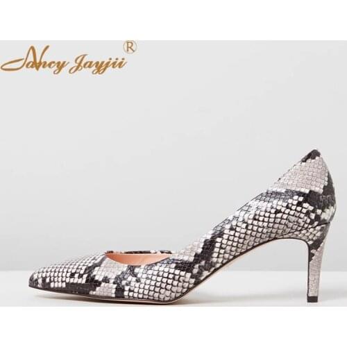 Snakeprint D'Orsay&Two-Piece Cut Out 2.5 inch Kitten Heels Womens Pumps Party Dress Ladies Shoes Large Size 11 14 Spring 2019