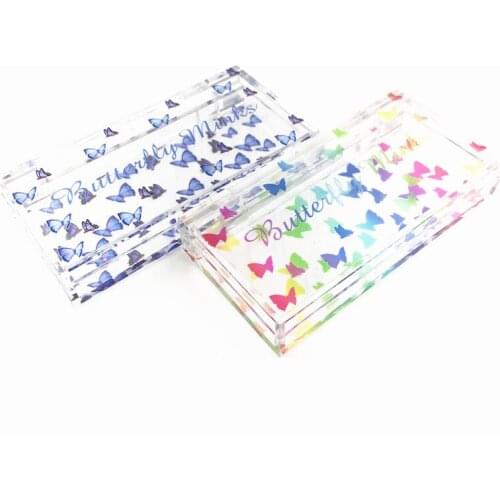 Butterfly print Acrylic NEW 20/50 pcs 20mm False Eyelashes Packaging Box Lash Boxes Fake 3D Mink Lashes Case empty custom logo