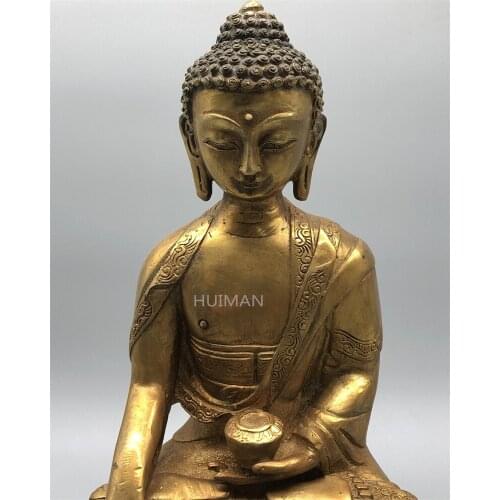 Collect China Fine Workmanship Brass Sculpture Buddha Metal Crafts Home Decoration#12