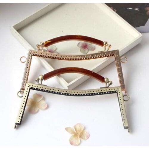 Handle 20.5cm Waist Square Shallow Gold Bronze Two Color Purse Frame Clasp Coin Purse Retro Frame For Purse