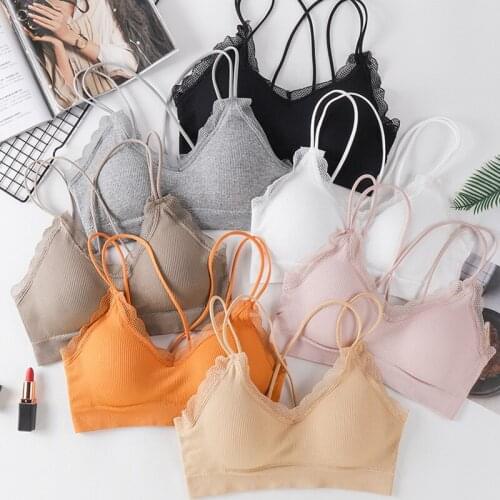 Sexy Bralette Fitness Lace Underwear Cross Back Yoga Top Padded Vest Women Seamless Sport Bra Running Shockproof Bra Gym Top