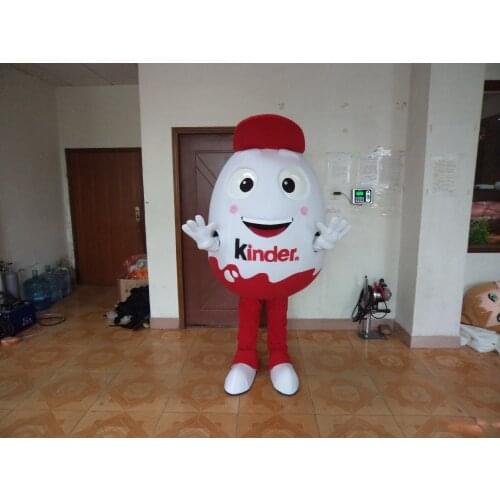 Cute Chicken Eggs Mascot Costume Humpty Dumpty Shell Egg White and red dress With Happy Face Small Red Hat for Halloween