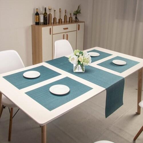 Modern 1PC Table Runner with Set of 4 Placemats for Kitchen Dining Patio Table Outdoor Decorations Easy to Clean Wipeable