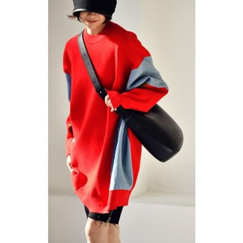 MICOCO M832 A full-length thickened wool dress with a large artistic size and a round color collar