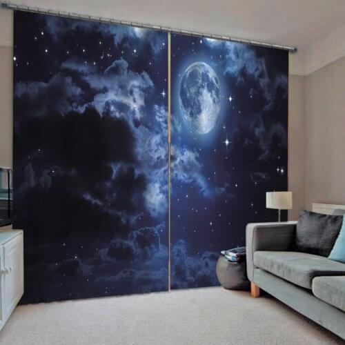 Customized Outer Space Theme Earth Star Planet Window Curtains Blackout for Living Room Bedroom Window Drapes