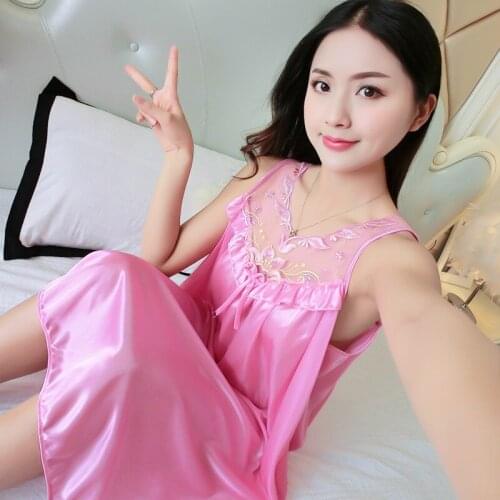 Plus Size 4XL Sexy Women Silk Nightgown Stain Sleepwear Sleep Dress Strappy Nightwear Night Dress Female Clothes Mujer Vestido