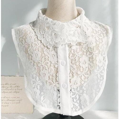 Ladies Lace Fake Collar Women Lace Hook Flower Vintage Fake Shirt Collar Necklace Collar
