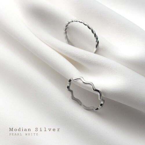 Modian Trendy Authentic Sterling Silver 925 Two Style Slim Finger Ring for Women Geometric Wave Adjustable Ring Fine Jewelry