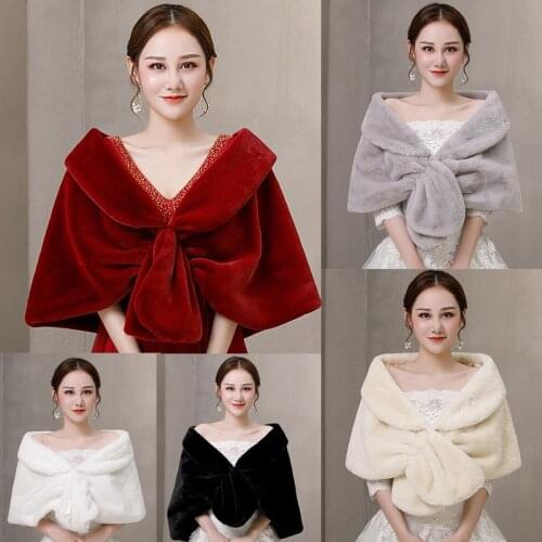 Winter Fur Faux Bolero Women Bridal Shawl Wedding Cape Bridal Cloaks Wedding Jacket For Evening Party Dress Cape Fur Coat