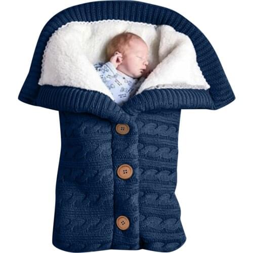 Winter Newborn Baby Warm Sleeping Bags Infant Button Knit Swaddle Wrap Swaddling Stroller Wrap Toddler Blanket Sleeping Bags