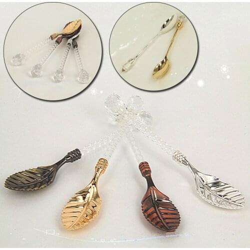 1Pcs Teaspoon Flatware Alloy Multifunction Kitchen Tableware Small Coffee Spoon Sugar Tea Dessert Cutlery Crystal Handle Vintage