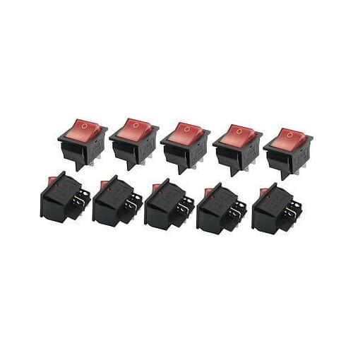 Free shipping!10 Pcs AC 250V 15A 125V 20A On/Off Snap In Red Button Boat Rocker Switches